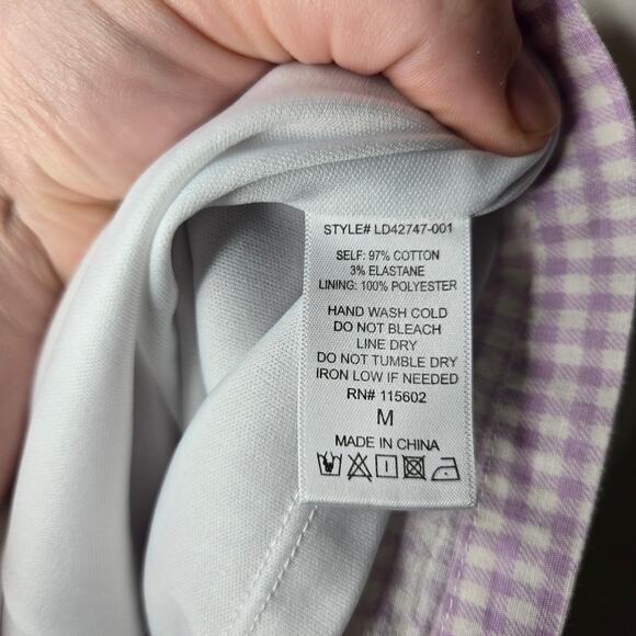 ALL IN FAVOR Gingham Print Sleeveless Smocked Mini Dress Purple & White Size M - Picture 10 of 11